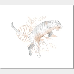 Abstract Sketch Line Tiger Composition Posters and Art